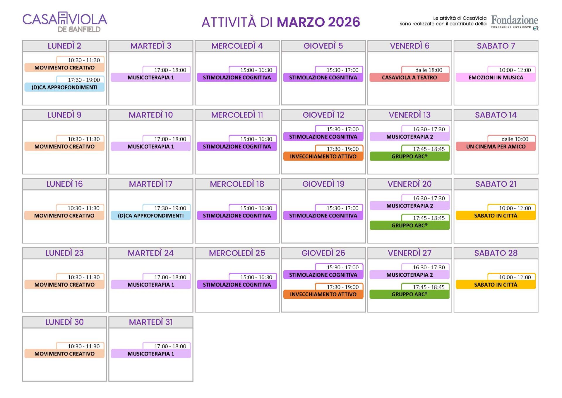 Calendario CasaViola 2025 Luglio