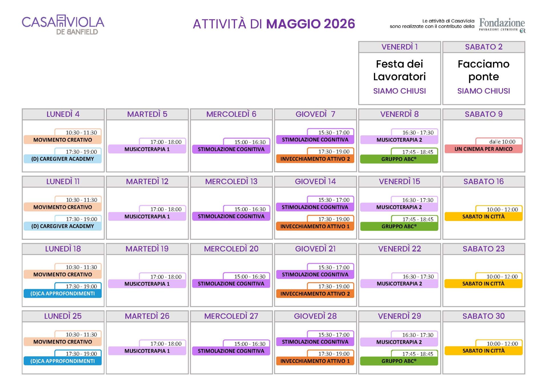 Calendario CasaViola 2025 Luglio