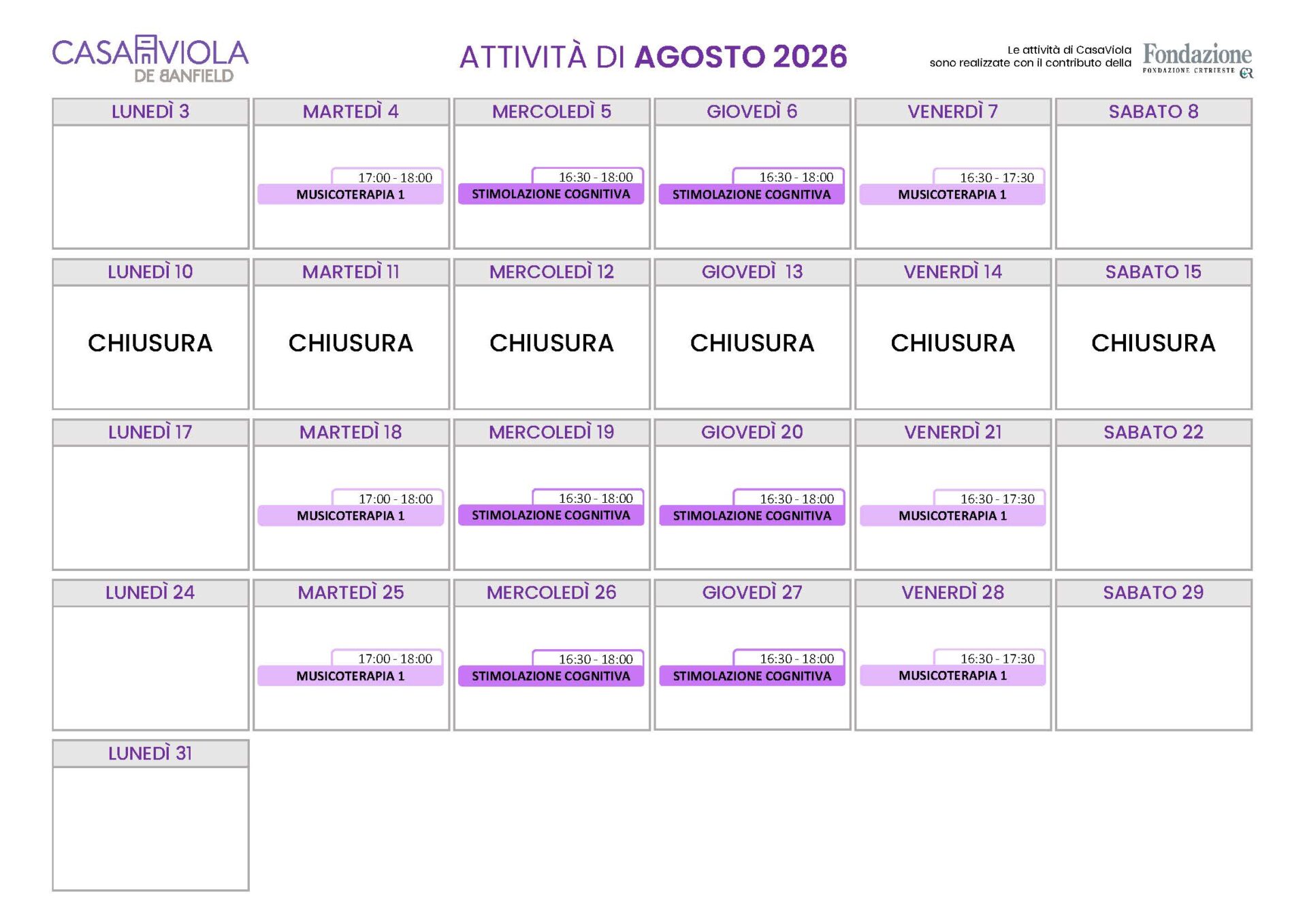 08 calendario agosto 2026_Calendario Calendario CasaViola 2025 Luglio