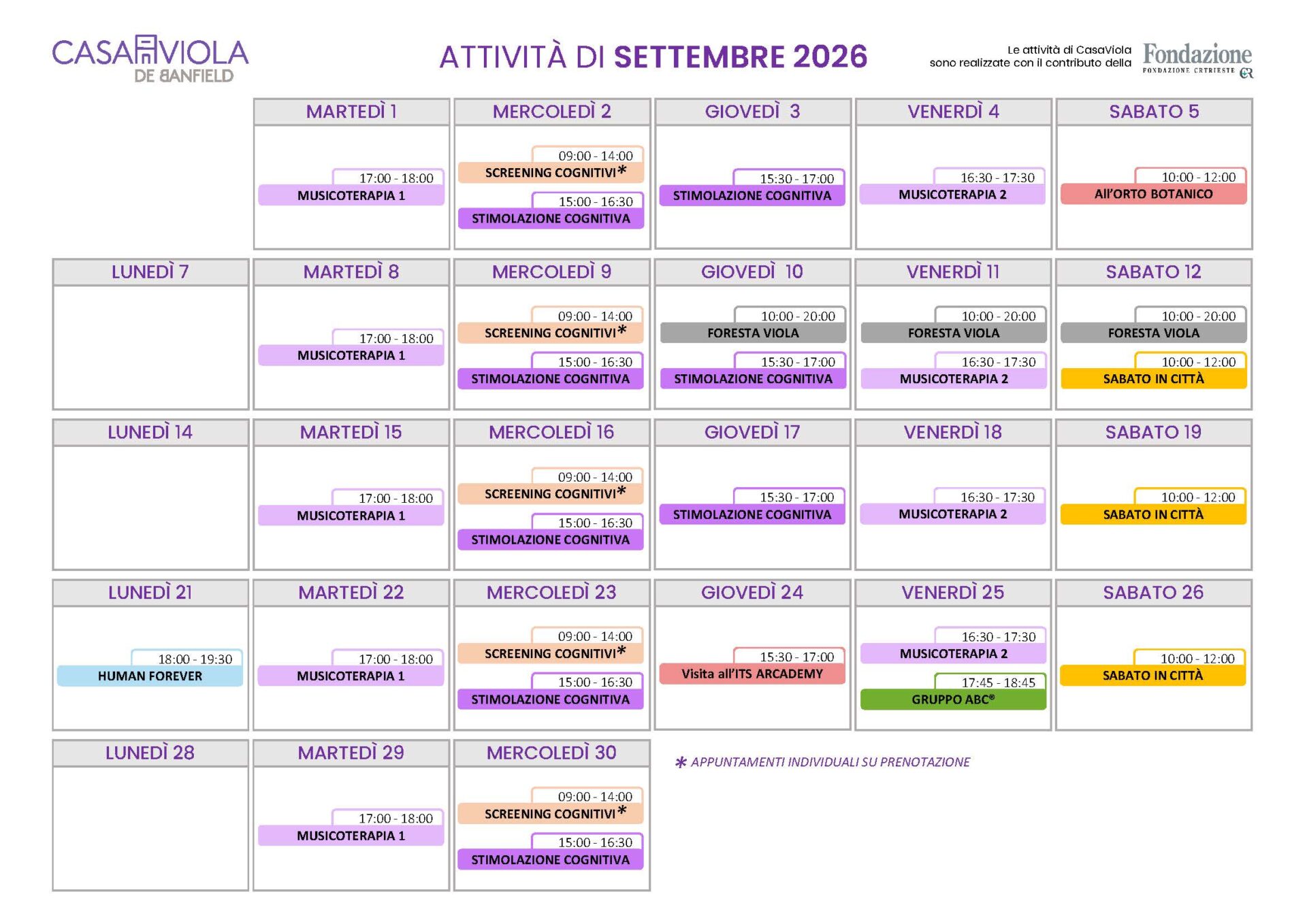Calendario CasaViola 2025 Luglio