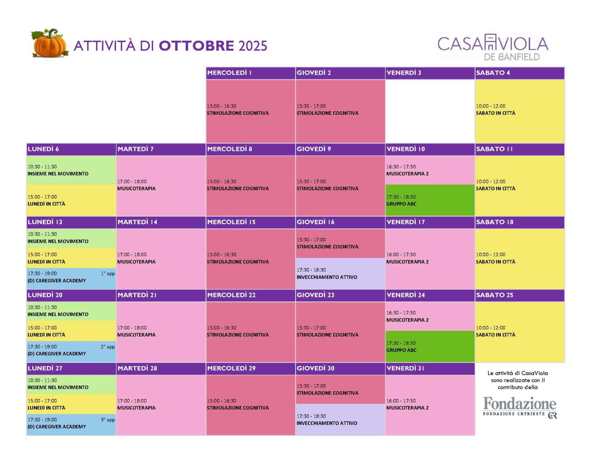 Calendario CasaViola 2025 Luglio