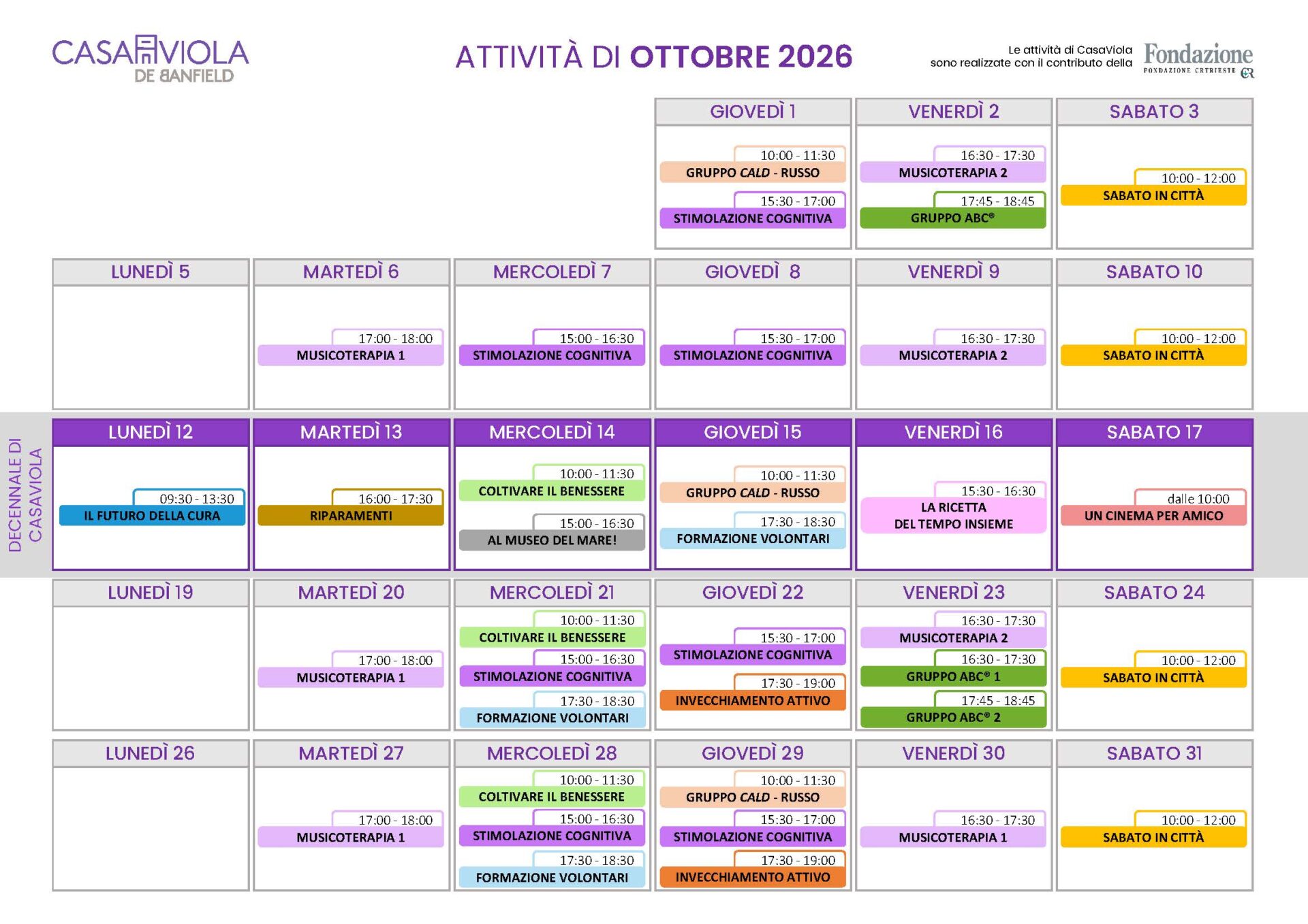 Calendario CasaViola 2025 Luglio