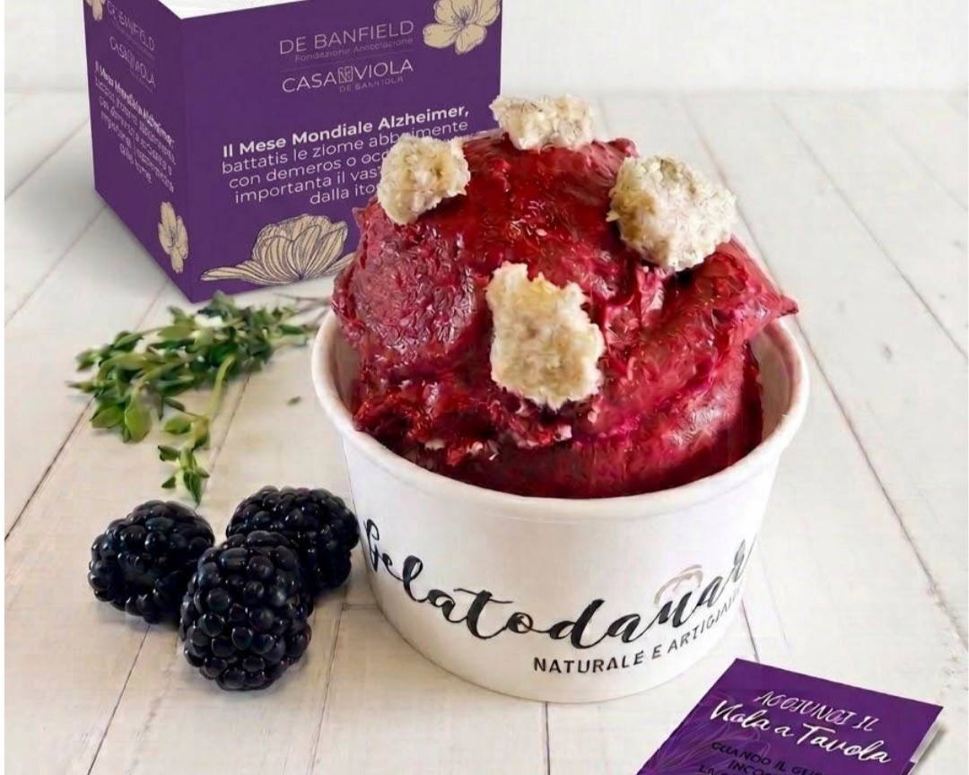 2026 Viola - GelatoDamare -T'innamori -un gelato alla mora con infuso di timo e crumble al grano saraceno